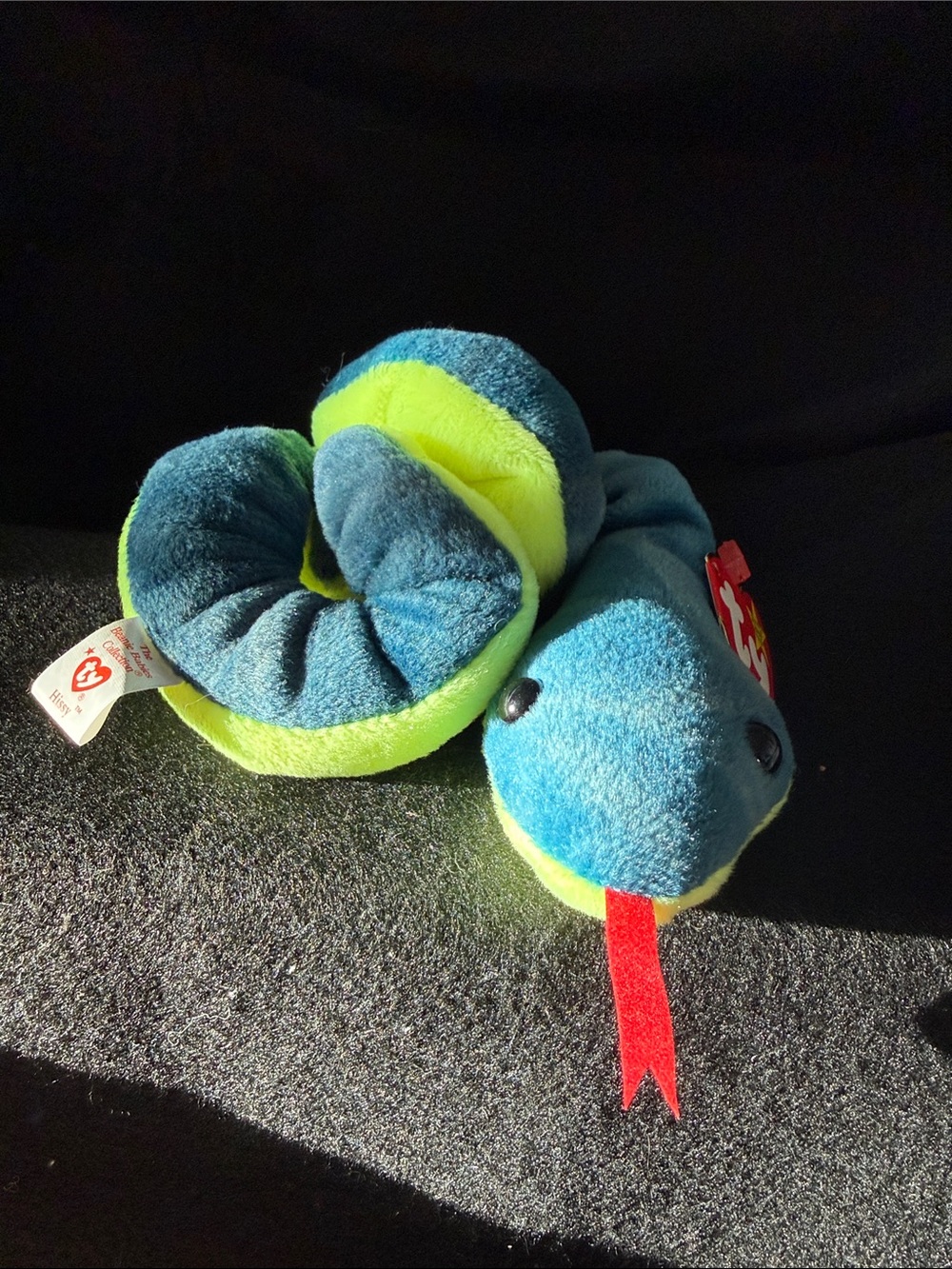 Ty Blue and Lime Green Plush Snake